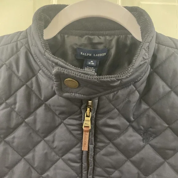 NWT POLO Ralph Lauren boy quilted jacket coat sz 8-10 M navy blue Classic